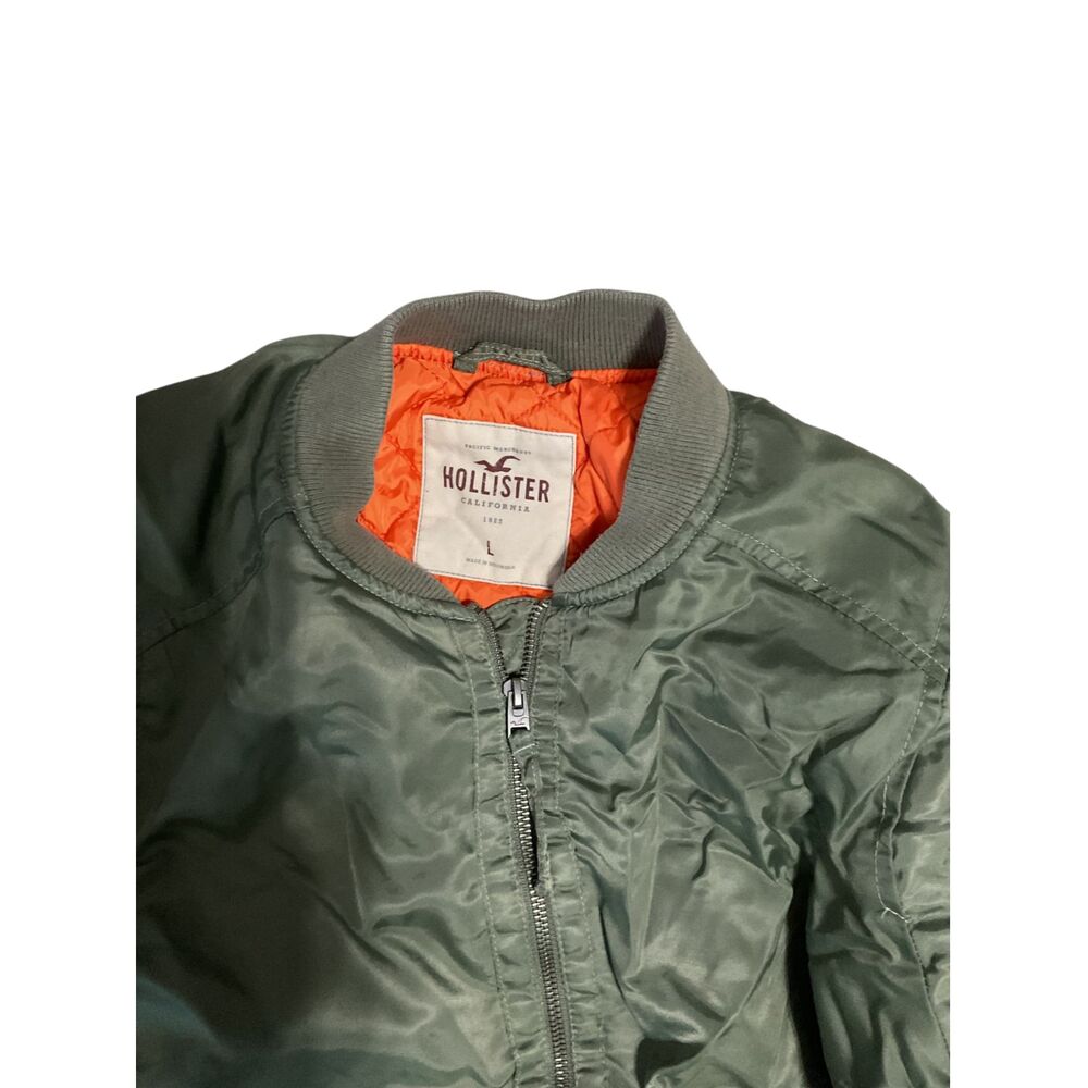 Hollister Green Bomber Jacket Full Zip Size L - Picture 9 of 15